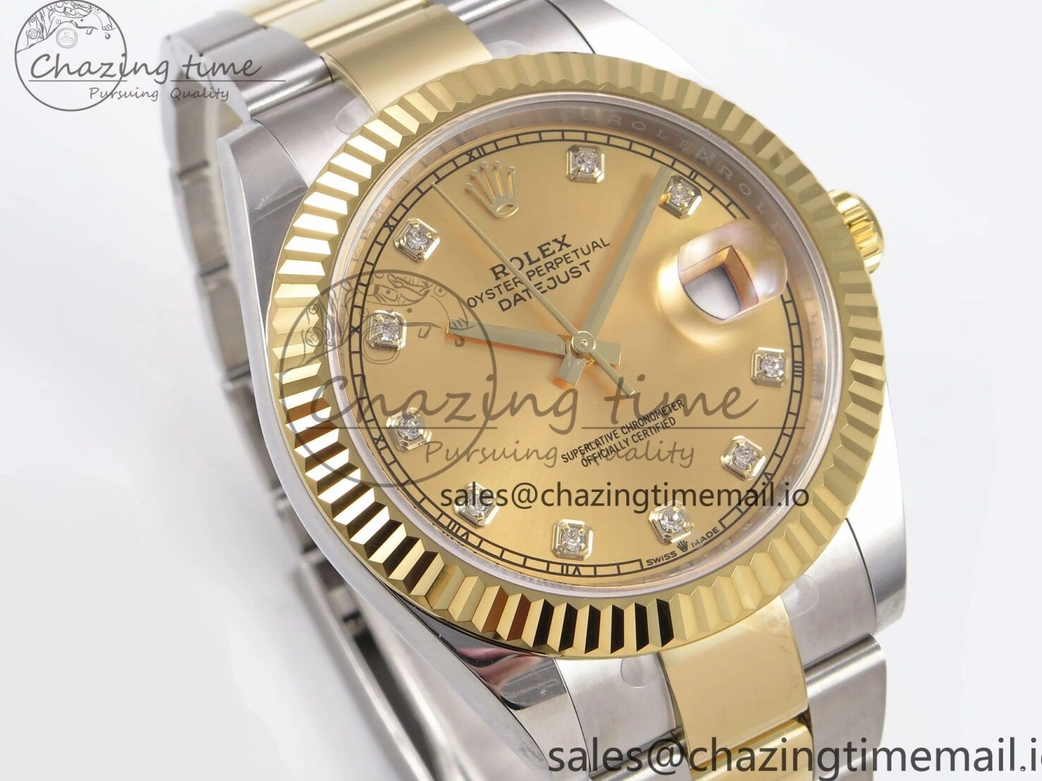 MiroTime 0514 DateJust 41 126333 EWEF Best Edition YG Diamonds Dial on SS YG Oyster Bracelet A Minimalist 973